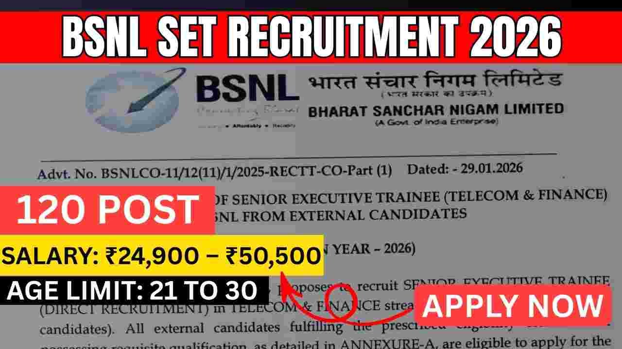 BSNL Senior Executive Trainee (SET) Recruitment 2026