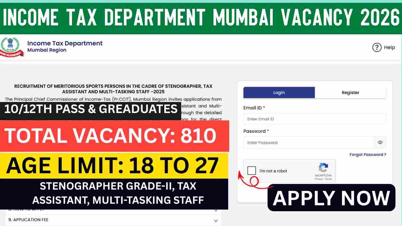 Income Tax Department Mumbai Vacancy 2026