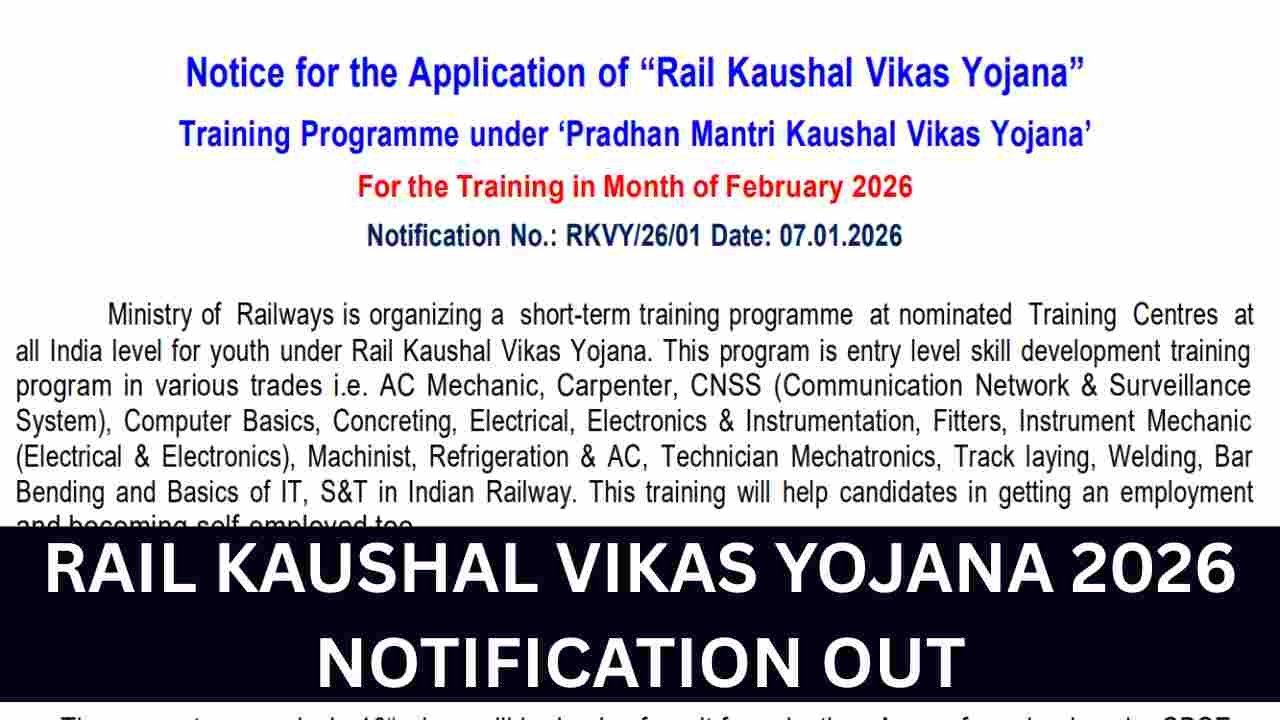 Rail Kaushal Vikas Yojana 2026 Notification Out