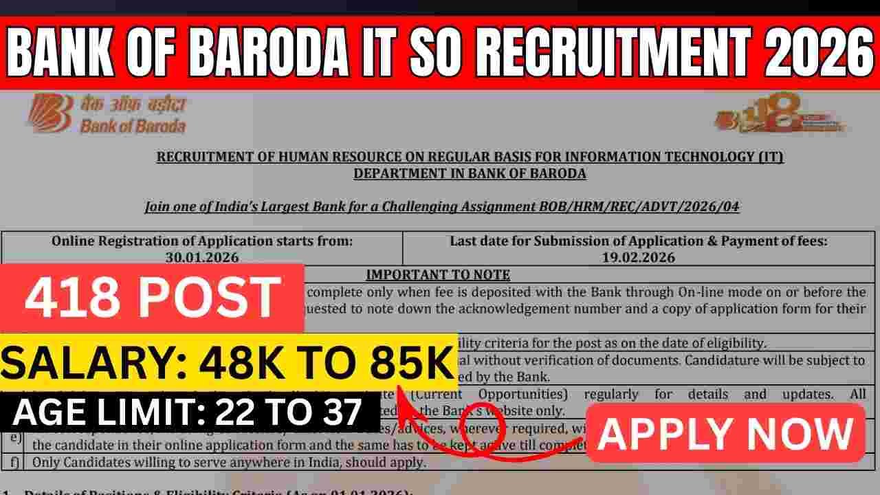 Bank of Baroda IT SO Recruitment 2026