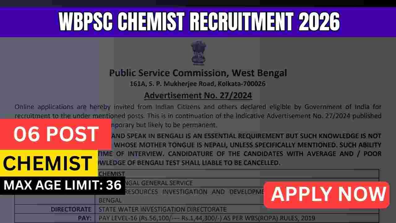 WBPSC Chemist Recruitment 2026