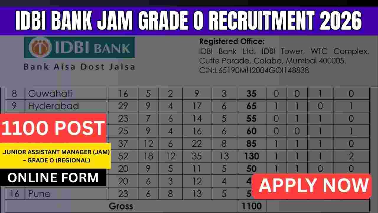 IDBI Bank JAM Grade O Recruitment 2026