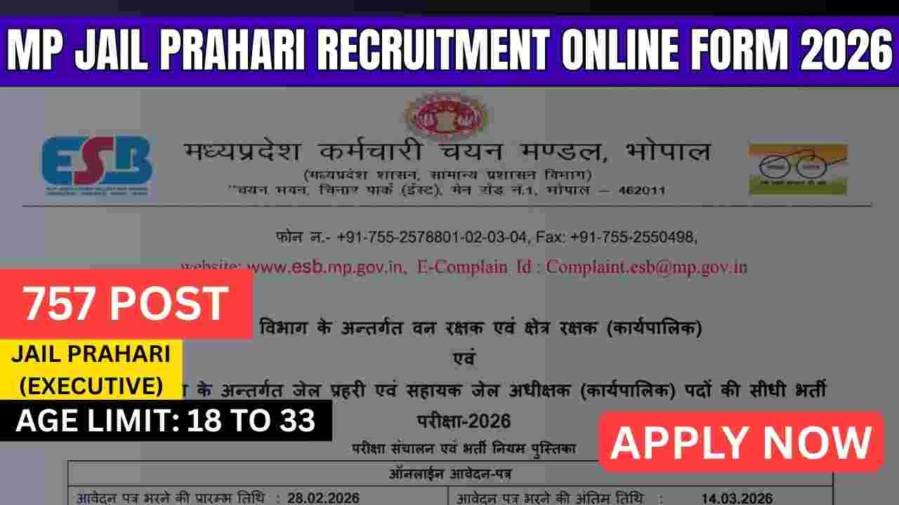 MP Jail Prahari Recruitment Online Form 2026