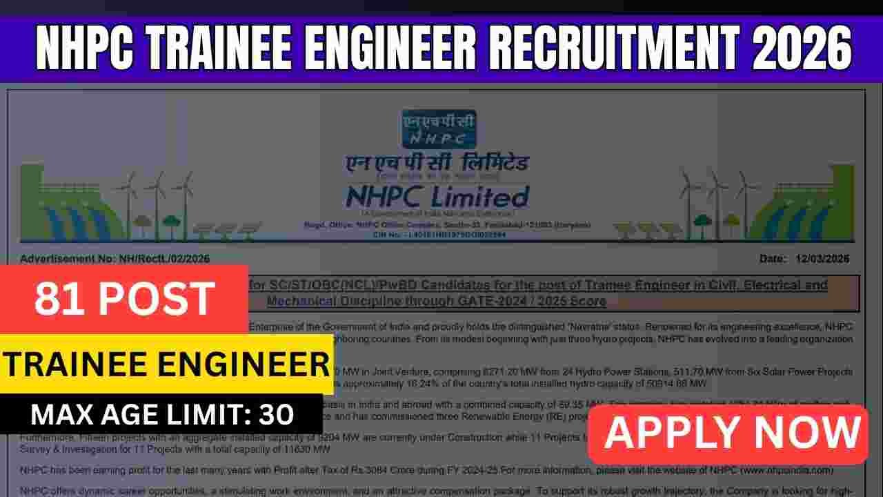 NHPC Trainee Engineer Vacancy 2026