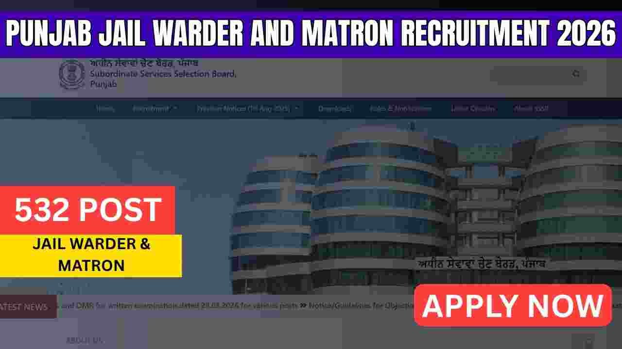 Punjab Jail Warder and Matron Recruitment 2026