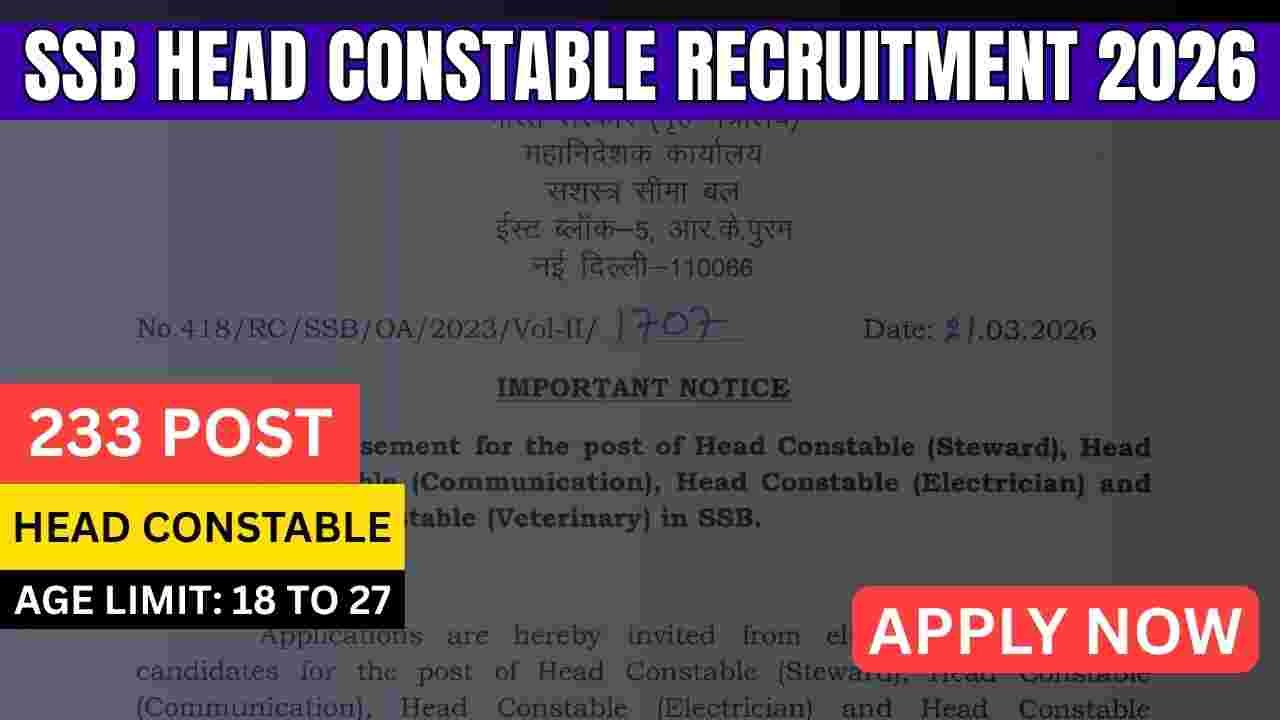 SSB Head Constable Recruitment 2026