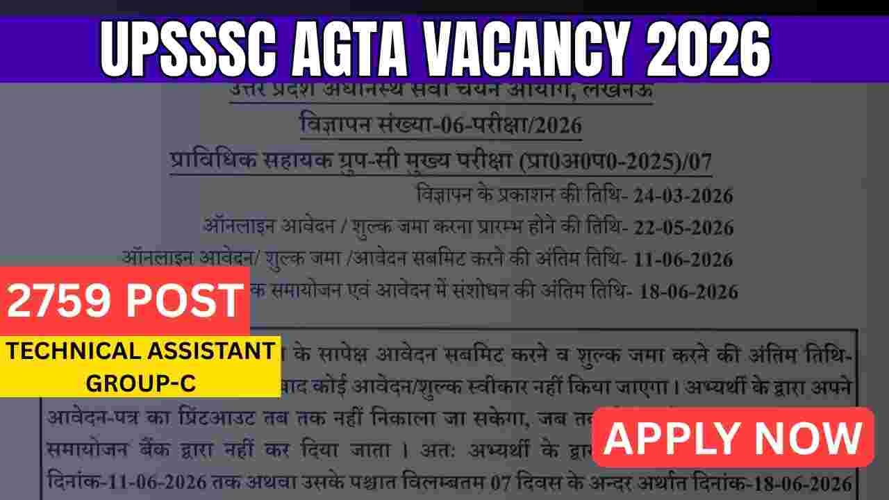 UPSSSC AGTA Vacancy 2026