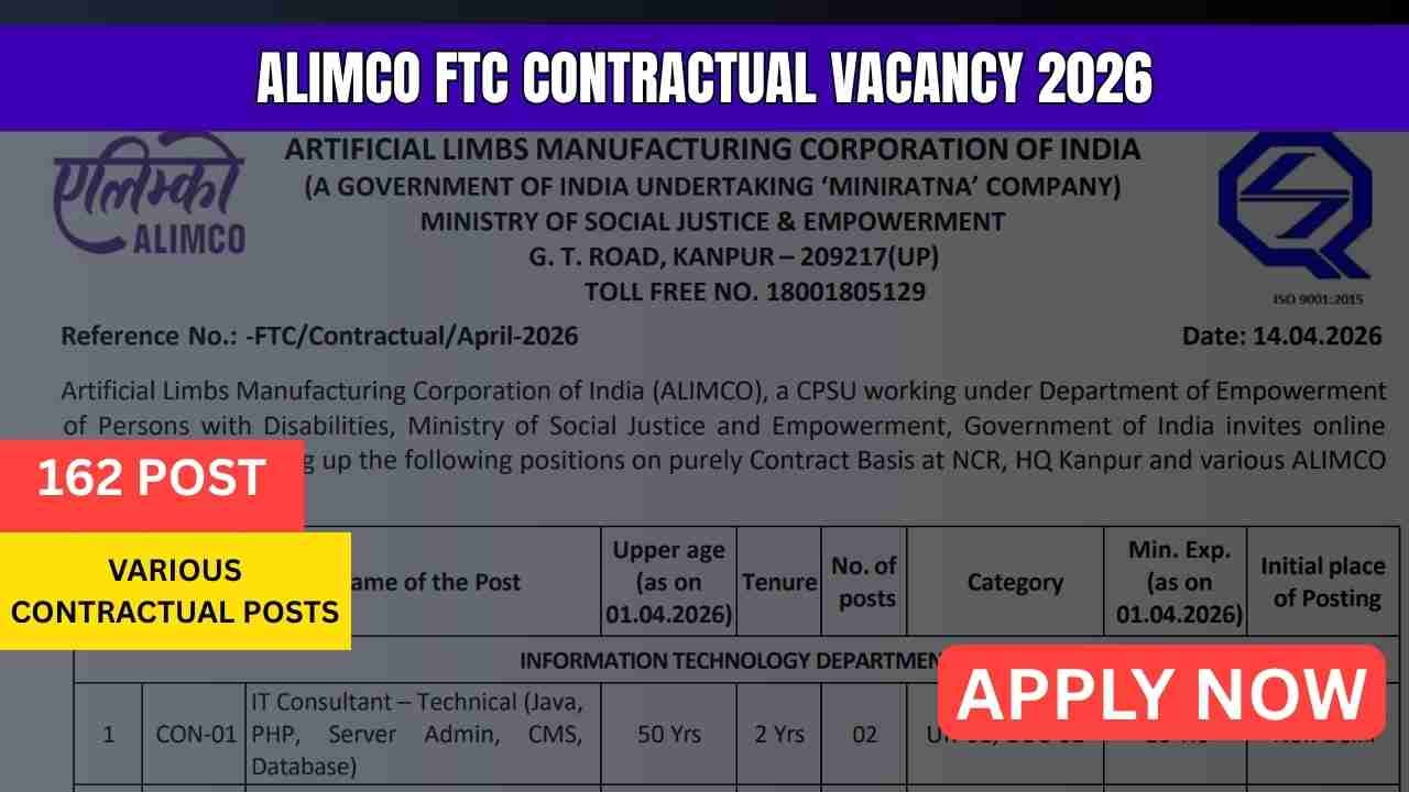 ALIMCO FTC Contractual Vacancy 2026