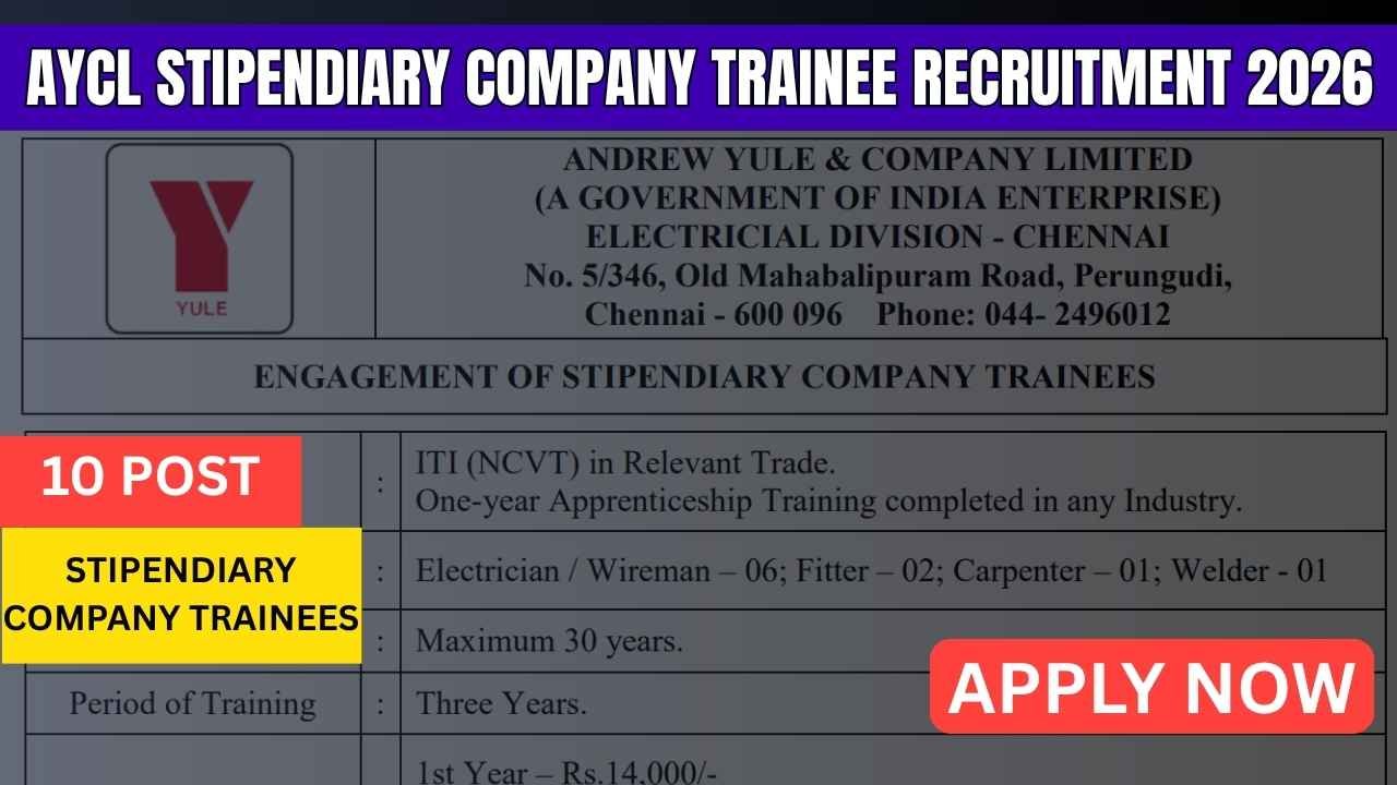 AYCL Stipendiary Company Trainee Recruitment 2026