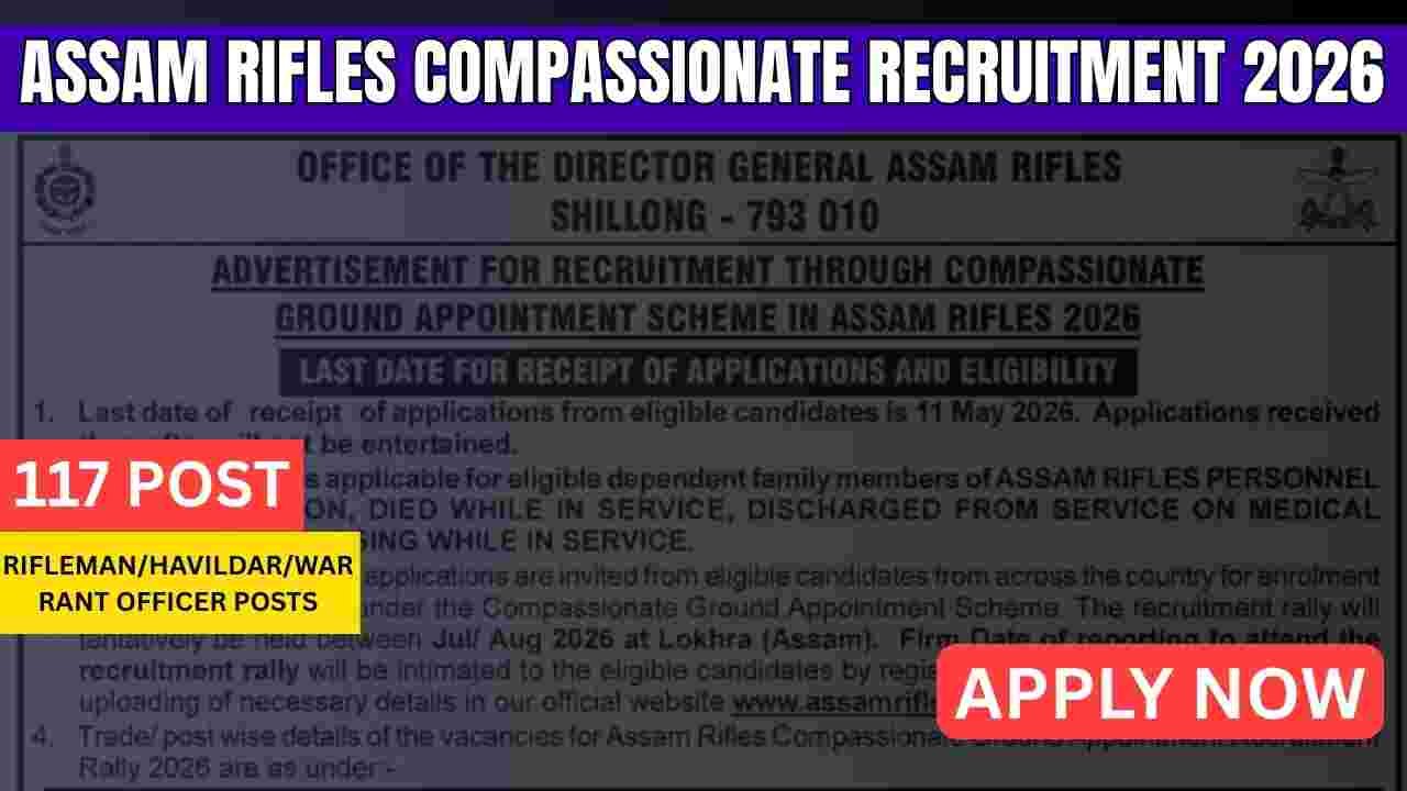 Assam Rifles Compassionate Recruitment 2026