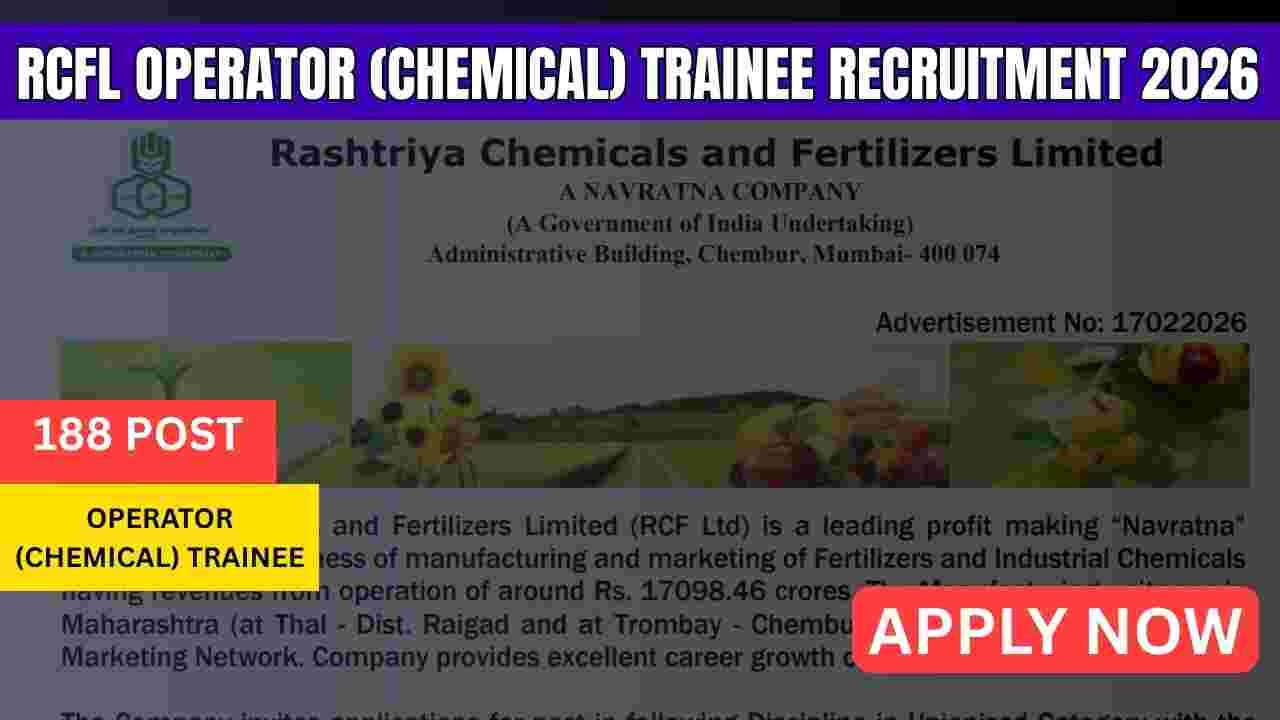RCFL Operator (Chemical) Trainee Recruitment 2026