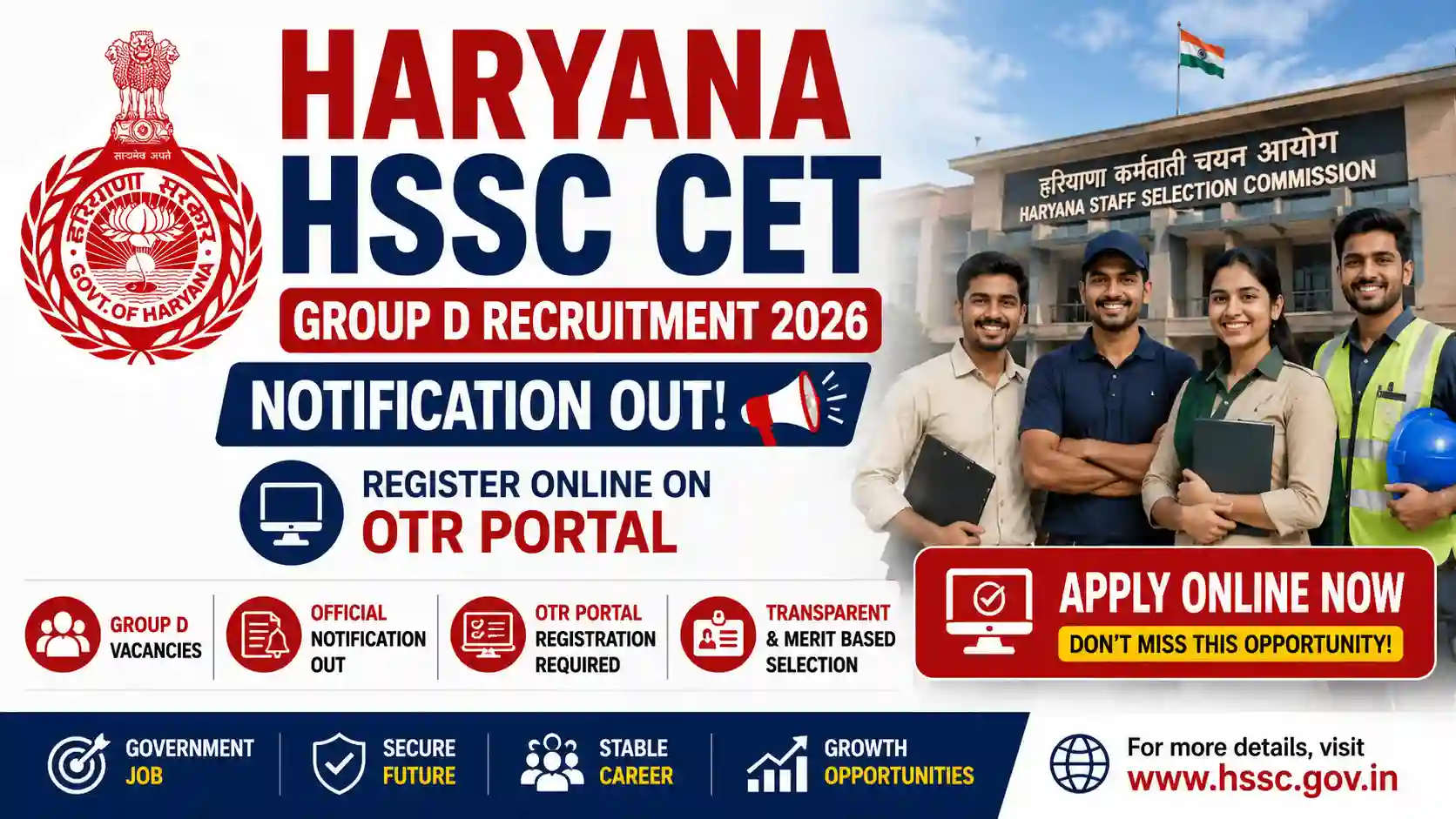 Haryana HSSC CET Group D Recruitment 2026