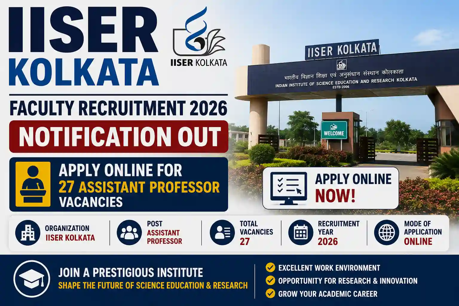 IISER Kolkata Faculty Recruitment 2026