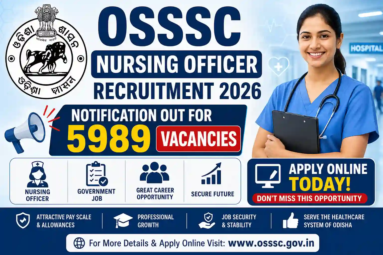 OSSSC Nursing Officer Recruitment 2026